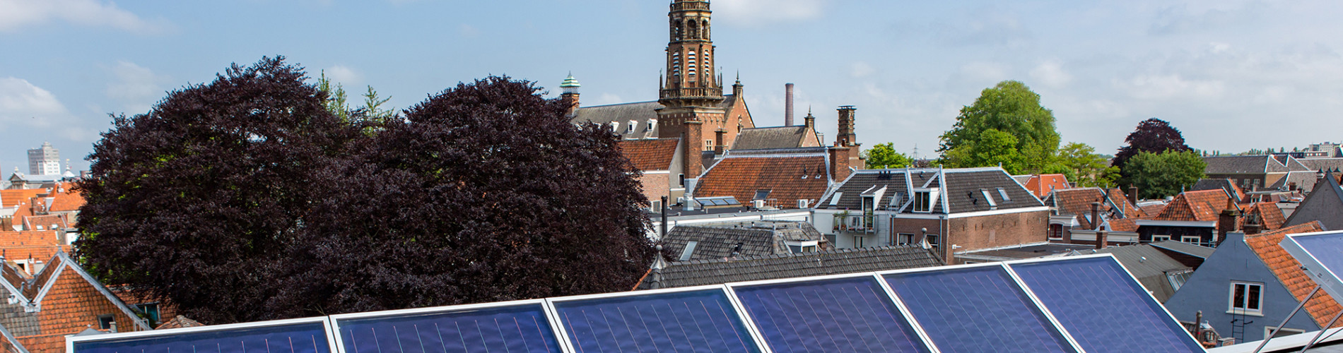 Energy with solar panels on the roof in Leiden.